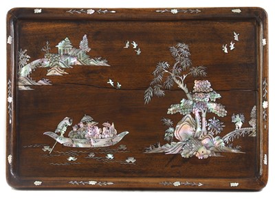 Lot 185 - A Chinese wood tray