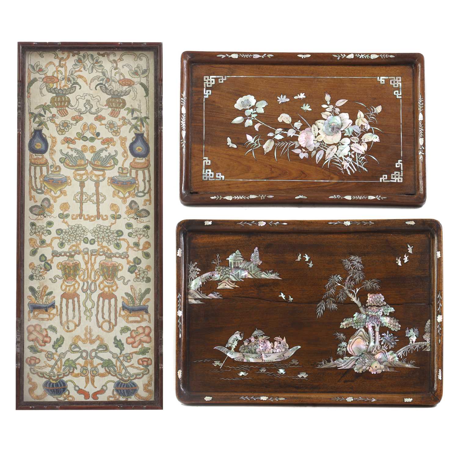 Lot 185 - A Chinese wood tray