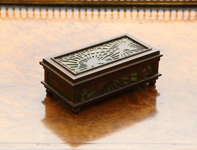 Lot 97 - A Tiffany Studios 'Pine Needle' pattern stamp box