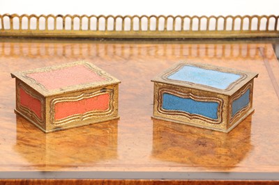 Lot 100 - A pair of Tiffany Studios 'His and Hers' stamp boxes