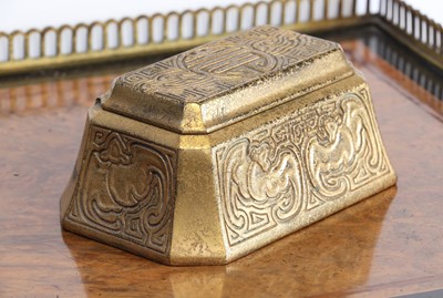 Lot 109 - A Tiffany Studios gilt bronze 'Chinese' pattern stamp box