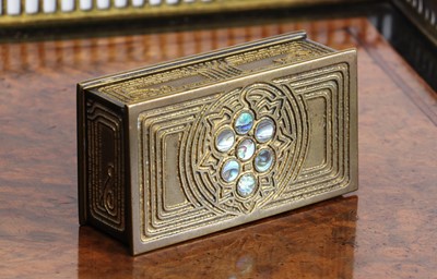 Lot 106 - A Tiffany Studios 'Abalone' pattern stamp box