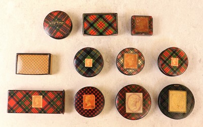 Lot 121 - A group of eleven Tartan Ware stamp boxes