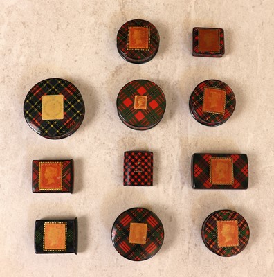 Lot 113 - A collection of eleven tartan Ware stamp boxes