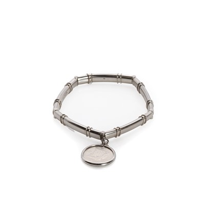 Lot 1054 - A platinum bar link bracelet