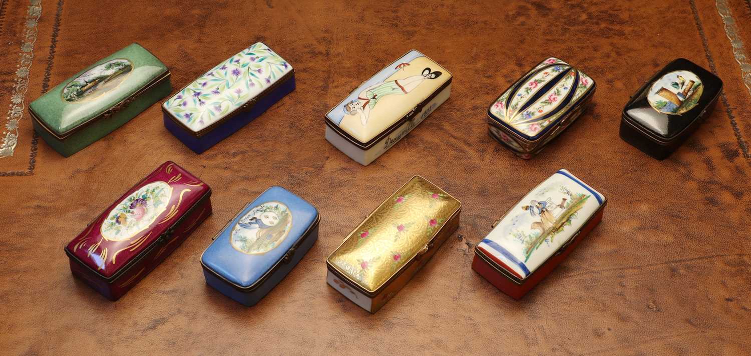 Lot 139 - A group of nine Limoges porcelain stamp boxes