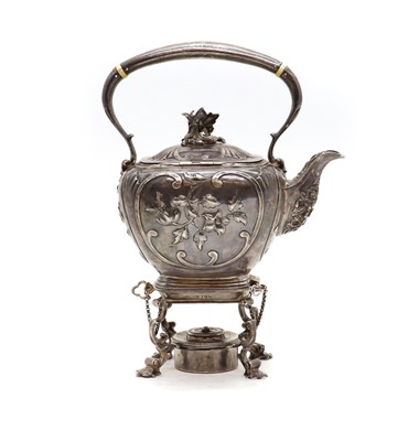 Lot 61 - A Victorian silver tea kettle, stand and burner