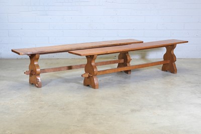Lot 134 - A pair of Thomas 'Gnomeman' Whittaker oak benches