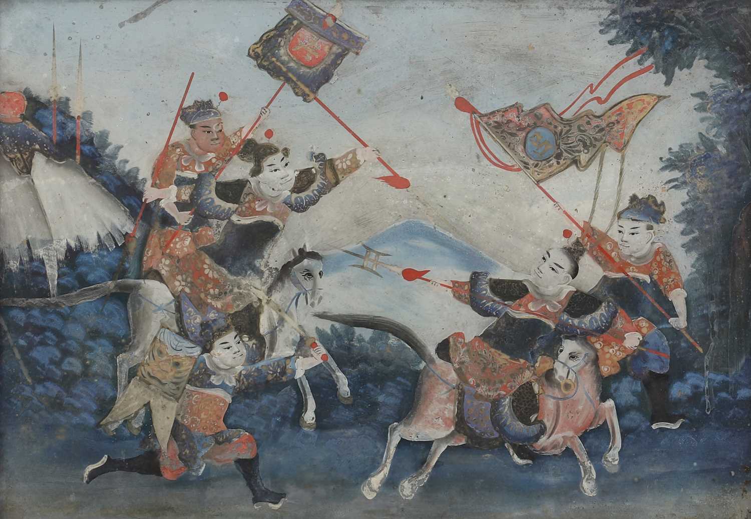 Lot 199 - A Chinese reverse glass painting