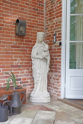 Lot 343 - A carved limestone Madonna and Child
