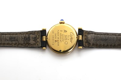 Lot 314 - A ladies' silver gilt Must de Cartier quartz strap watch, c.1980