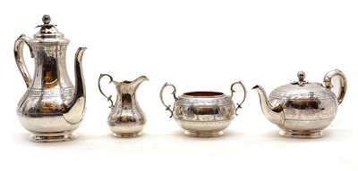 Lot 50A - A Victorian silver four piece tea service