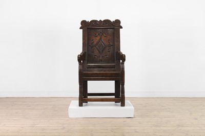 Lot 355 - An oak wainscot chair