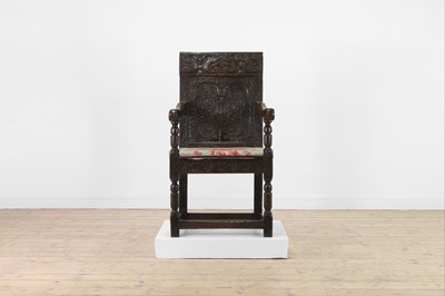 Lot 360 - An oak wainscot chair