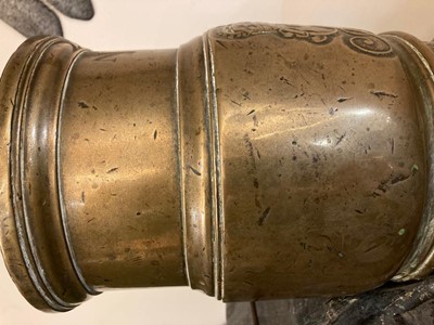 Lot 336 - A George III brass mortar by Jan Verbruggen
