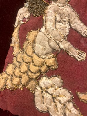 Lot 347 - A silk and velvet embroidered table runner or panel