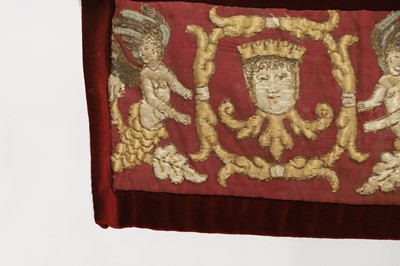 Lot 347 - A silk and velvet embroidered table runner or panel