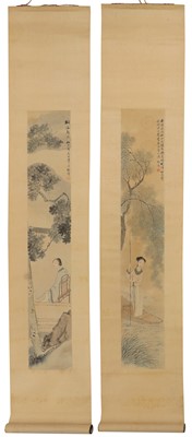 Lot 282 - A pair of Chinese hanging scrolls