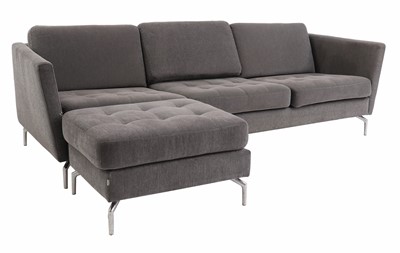Lot 607 - A BoConcept grey upholstered sofa and footstool