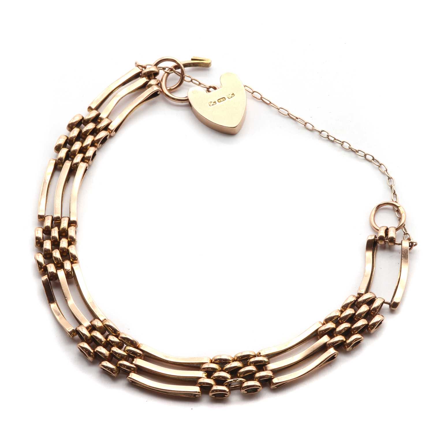 Lot 1415 - A gold gate bracelet