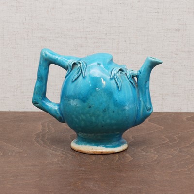 Lot 126 - A Chinese turquoise-glazed teapot