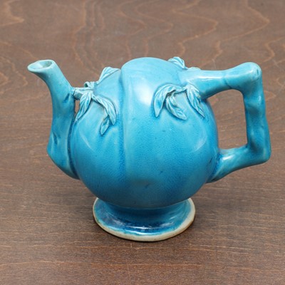 Lot 126 - A Chinese turquoise-glazed teapot