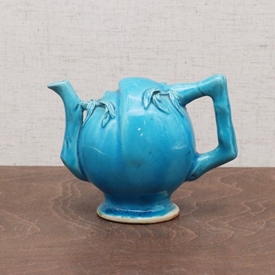 Lot 126 - A Chinese turquoise-glazed teapot