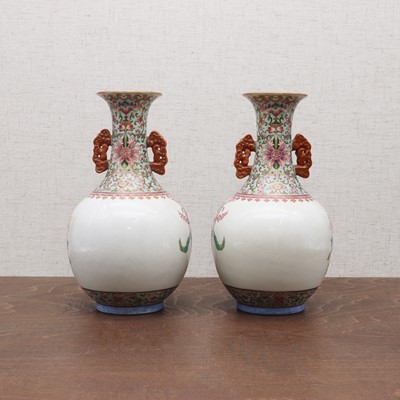 Lot 163 - A pair of Chinese famille rose vases