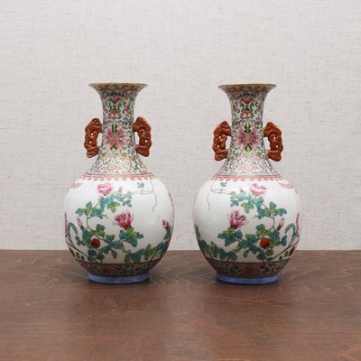 Lot 163 - A pair of Chinese famille rose vases