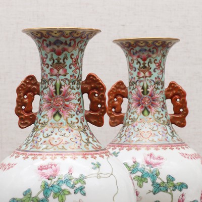 Lot 163 - A pair of Chinese famille rose vases