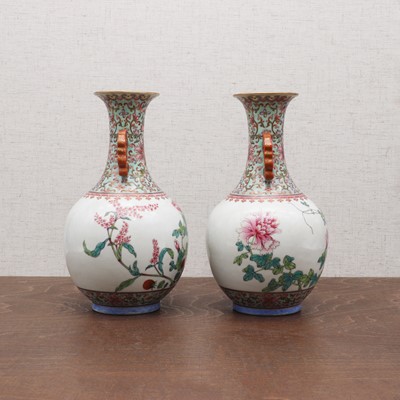Lot 163 - A pair of Chinese famille rose vases