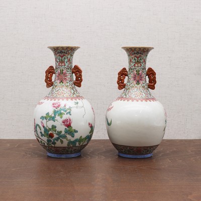 Lot 163 - A pair of Chinese famille rose vases