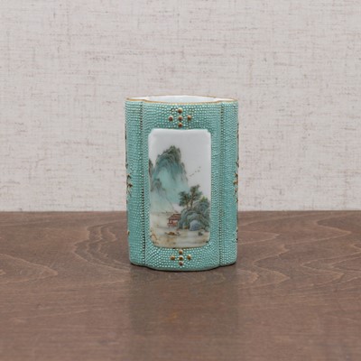 Lot 118 - A Chinese famille rose brush pot