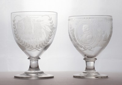 Lot 155 - Two engraved glass rummers