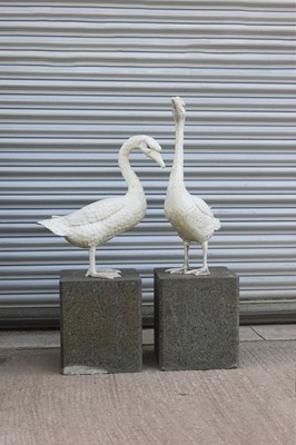 Lot 465 - Two painted metal geese