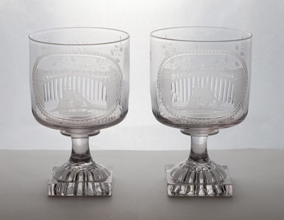 Lot 151 - A pair of Sunderland bridge glass rummers