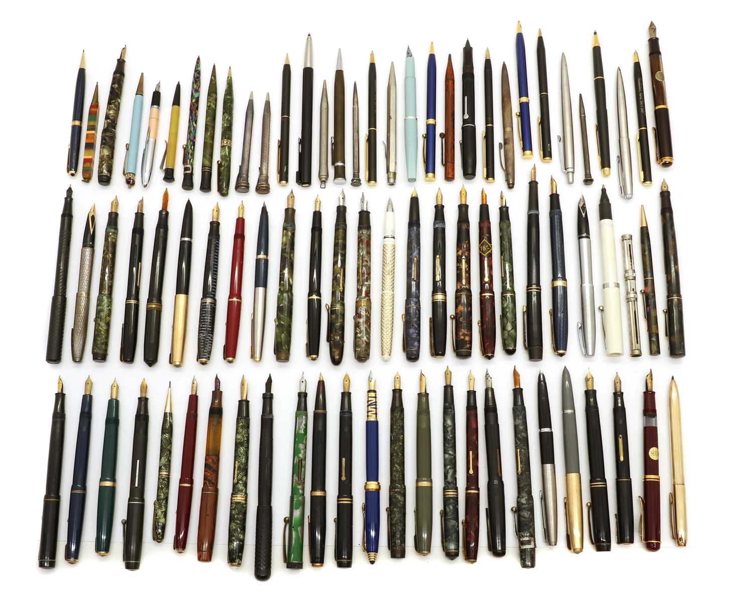Lot 230 - A collection of fountain pens, rollerballs and propelling pencils