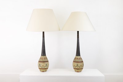 Lot 319 - A pair of painted table lamps