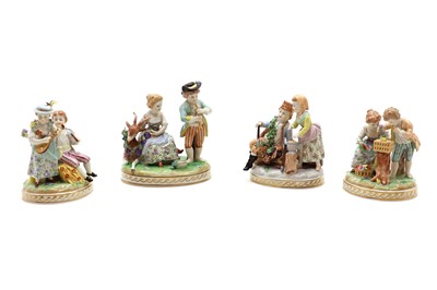 Lot 217 - A set of Dresden porcelain figures