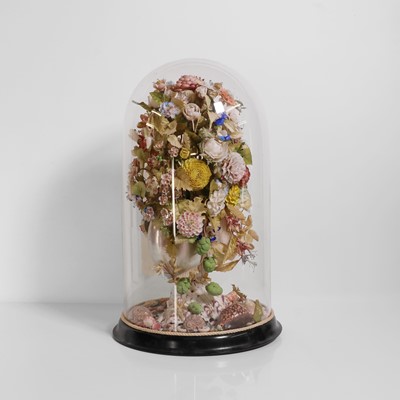 Lot 217 - A shellwork floral display