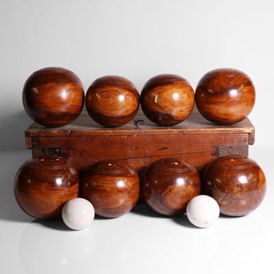 Lot 74 - A set of lignum vitae lawn bowls