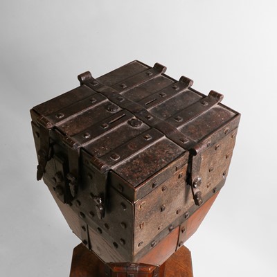 Lot 70 - A Victorian iron and oak poor box or collection box