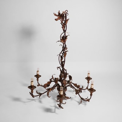 Lot 75 - A gilt-metal six-light chandelier