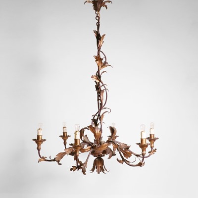 Lot 75 - A gilt-metal six-light chandelier