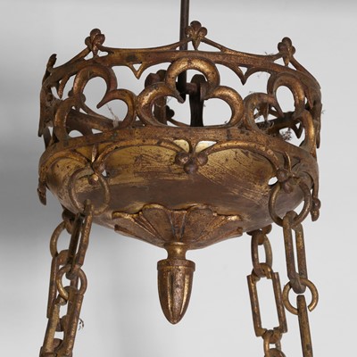 Lot 108 - A Gothic gilded-brass four-light chandelier