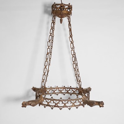 Lot 108 - A Gothic gilded-brass four-light chandelier