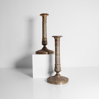 Lot 296 - A pair of gilt-brass candlesticks from the Queen Mother's Marlborough House residence