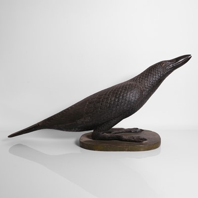 Lot 247 - A carved and painted model of a crow