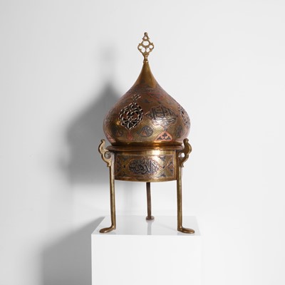 Lot 145 - A Cairo ware brass incense burner