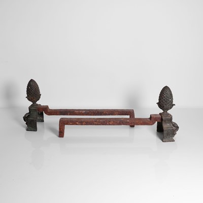 Lot 94 - A pair of bronze firedogs